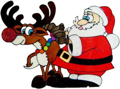 961 - Santa and Rudolf christmas handmade peelable window cling decoration