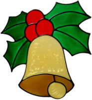 16 - Christmas Bell & Holly handmade peelable window cling decoration