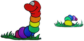 346 - Rainbow Worms handmade peelable window cling decoration