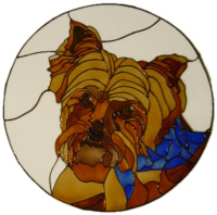 1040 - Yorkshire Terrier in Frame - Handmade peelable static window cling