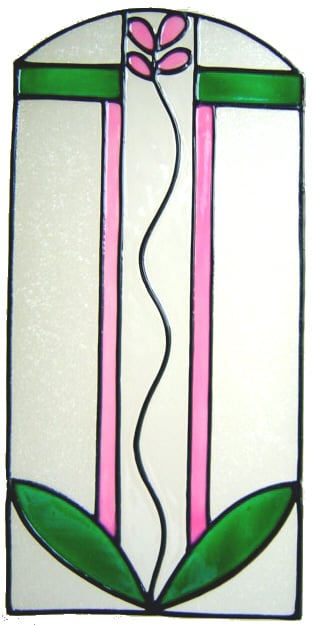 688 - Simple Floral Panel - Handmade peelable static window cling decoratio