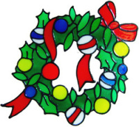 62 - Wreath - Handmade peelable static window cling Christmas decoration