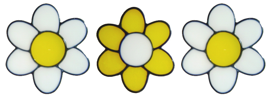 978 - Set of three flowers handmade peelable window cling decoration