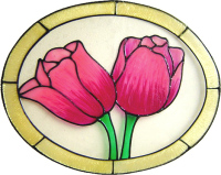 1162 - Tulip Oval handmade peelable window cling decoration