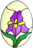 45 - Iris Oval Floral handmade peelable window cling decoration