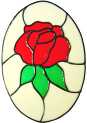 391 - Rose Oval handmade peelable floral window cling decoration