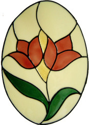 390 - Tulip Oval handmade peelable floral window cling decoration