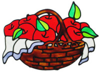 357 - Apple Basket handmade peelable window cling decoration