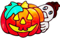 452 - Ghost and Pumpkin Halloween peelable window cling decoration
