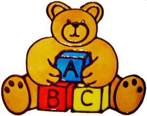 549 - ABC Bear - Handmade peelable static window cling decoration