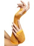 Long Neon Orange Fishnet Gloves