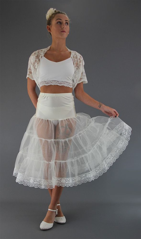 Ivory-Tiered-Petticoat-Edged With Lace