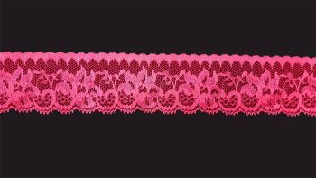  Flat Fluorescent Pink Lace Trim - 1.75 Inch