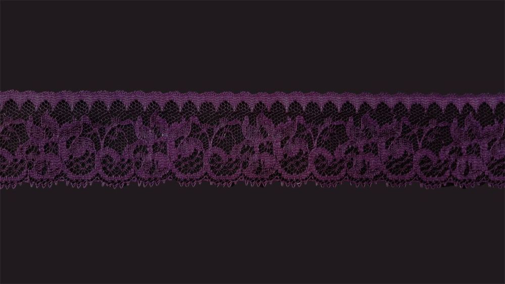 <!-- 017 --> Flat Imperial Plum (Dark Purple) Lace Trim - 1.75 Inch
