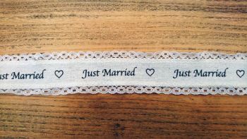 Just Married Luxury Lace Edged Ribbon