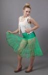 Jade Green Tiered Petticoat - Satin Trim