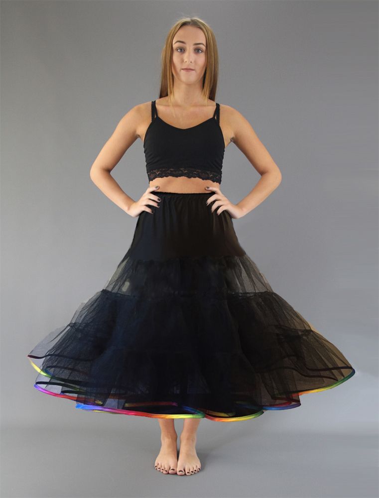 Wedding / Bridesmaid / Rockabilly Layered Petticoat With Rainbow Binding (Choose  Colour, Layers,) Made To Measure Skirt