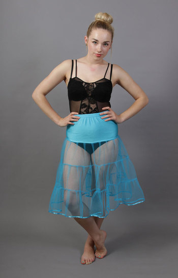 D8 Turquoise Tiered Net Underskirt Edged With Satin