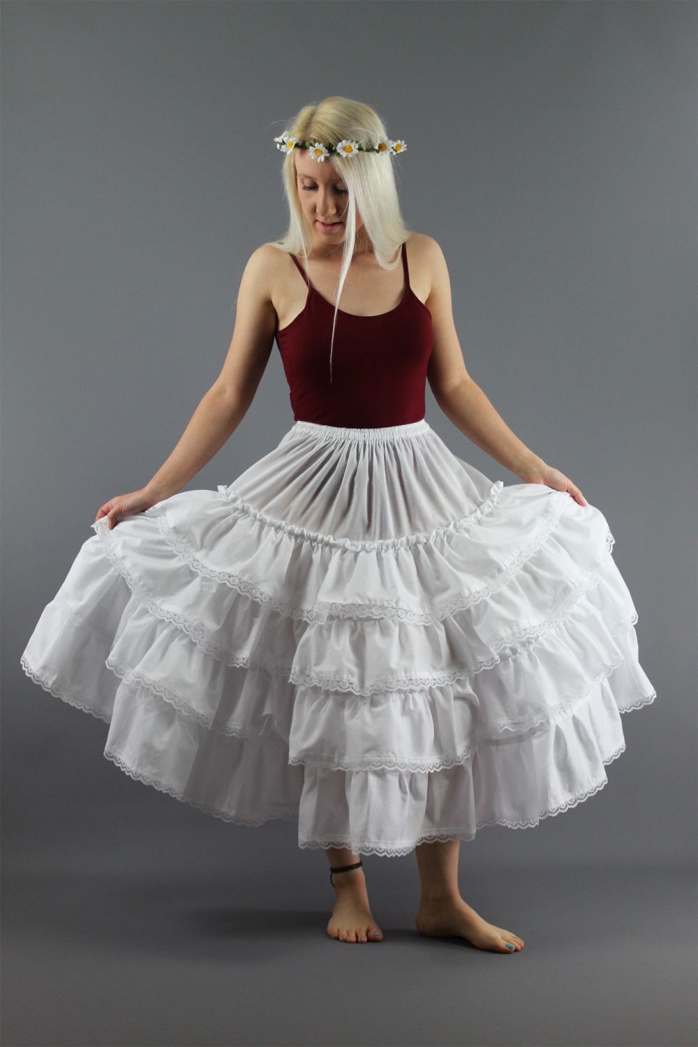 Country & Western Petticoat in White 100 Pure Cotton Lawn Dream