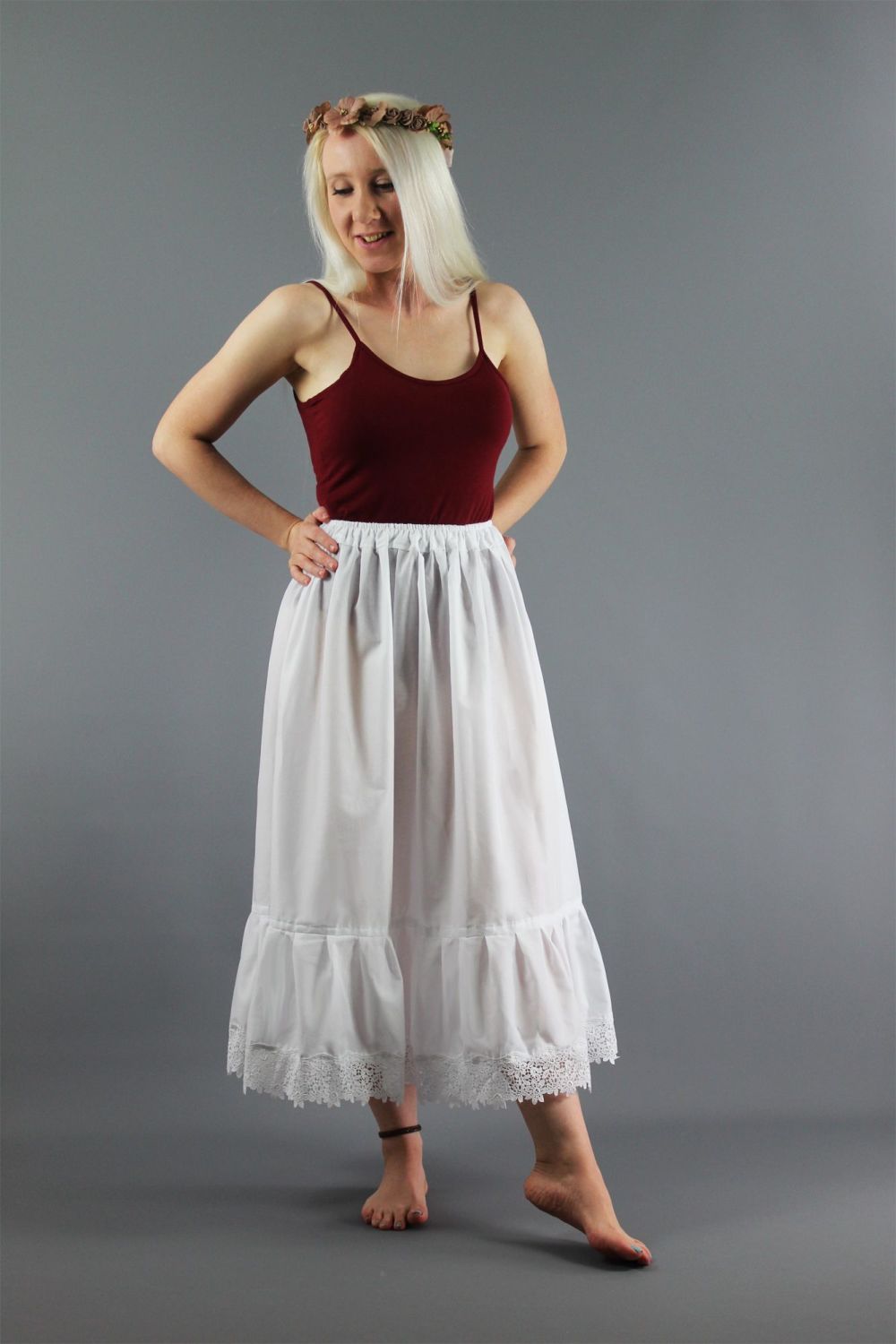 White Cotton Lawn Slip With Guipure Lace Trim To The Hem Dream Petticoats