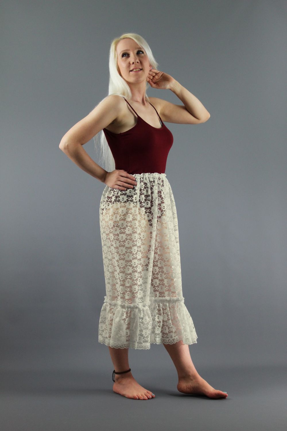 ivory lace skirt outfit