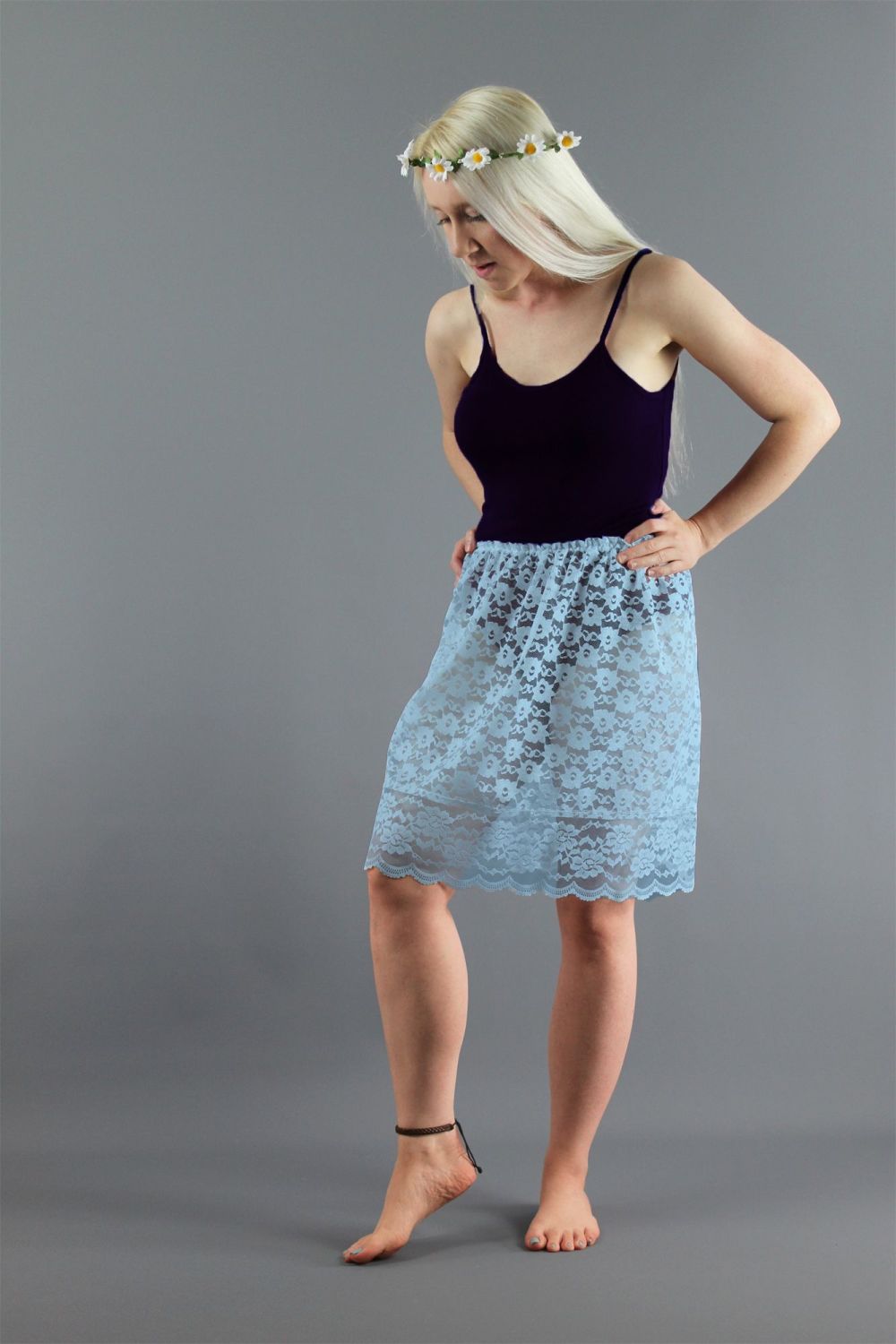 Baby blue lace skirt uk Clearance