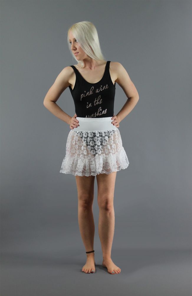 White-Mini-Lace-Skirt