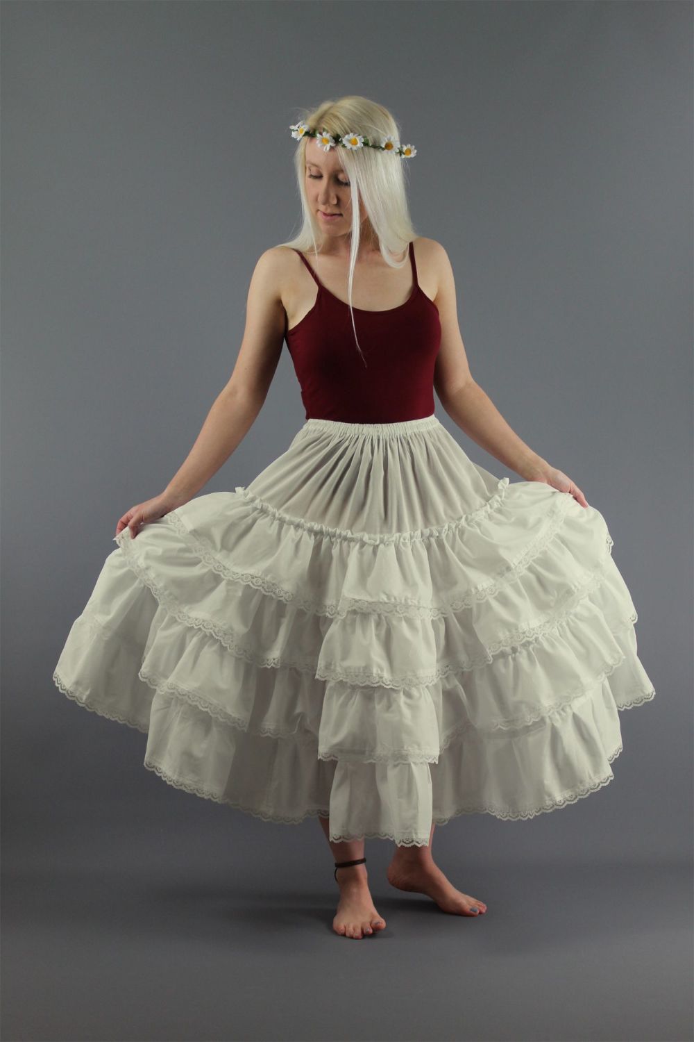 Country & Western Petticoat in Ivory 100 Pure Cotton Lawn Dream