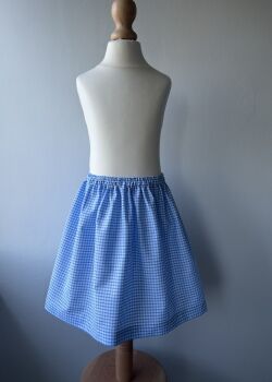Children's Pale Blue Gingham School Skirt