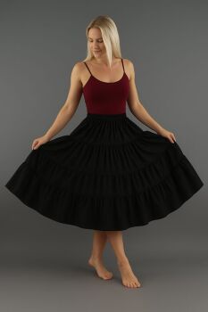 Black Lightweight Cotton Tiered Petticoat