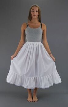 White Cotton Petticoat With Lace Trim