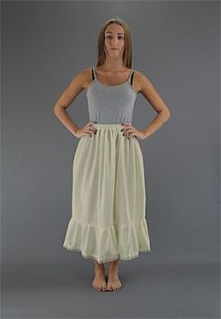 Ivory Cotton Petticoat With Lace Trim
