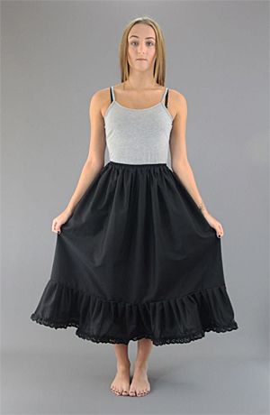 <!-- 008 -->Black Cotton Petticoat With Broderie Anglaise Trim