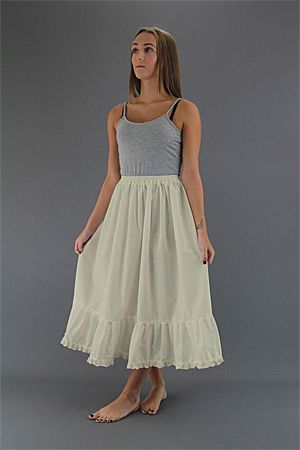 <!-- 009 -->Ivory Cotton Petticoat With Broderie Anglaise Trim