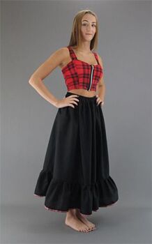 Plain Cotton Petticoat With Tartan Trim