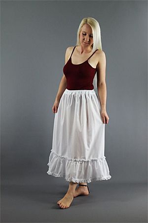 <!-- 0099 -->Lightweight Cotton Lawn Petticoat - White With Broderie Anglai