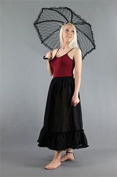 Lightweight Cotton Lawn Petticoat - Black With Broderie Anglaise Trim