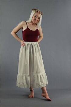 Ivory Cotton Petticoat - Guipure Lace Trim