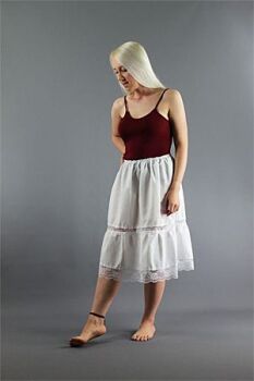 Classic White Cotton Petticoat - Lace Inlay Option