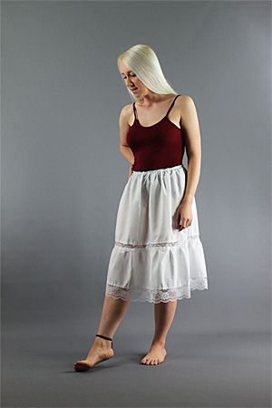 <!-- 0113 -->Classic White Cotton Petticoat - Lace Inlay Option