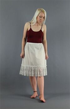 Ivory Cotton Petticoat With Extra Wide Floral Lace