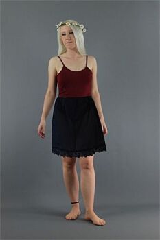Black  Cotton Lawn Slip With Guipure Lace Edge