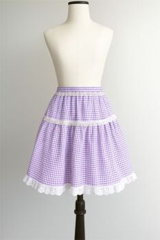 Lilac & White Gingham Mini Skirt with Anglaise Eyelet Trim