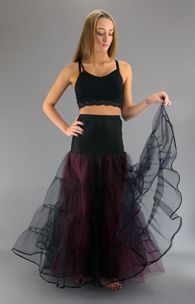 Long Tiered Gothic Net Skirt