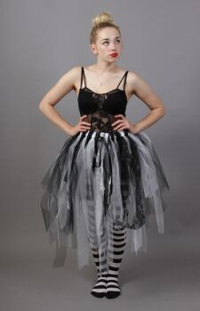 Ghost Bride Black & White Net Lace Fairy Tutu Skirt