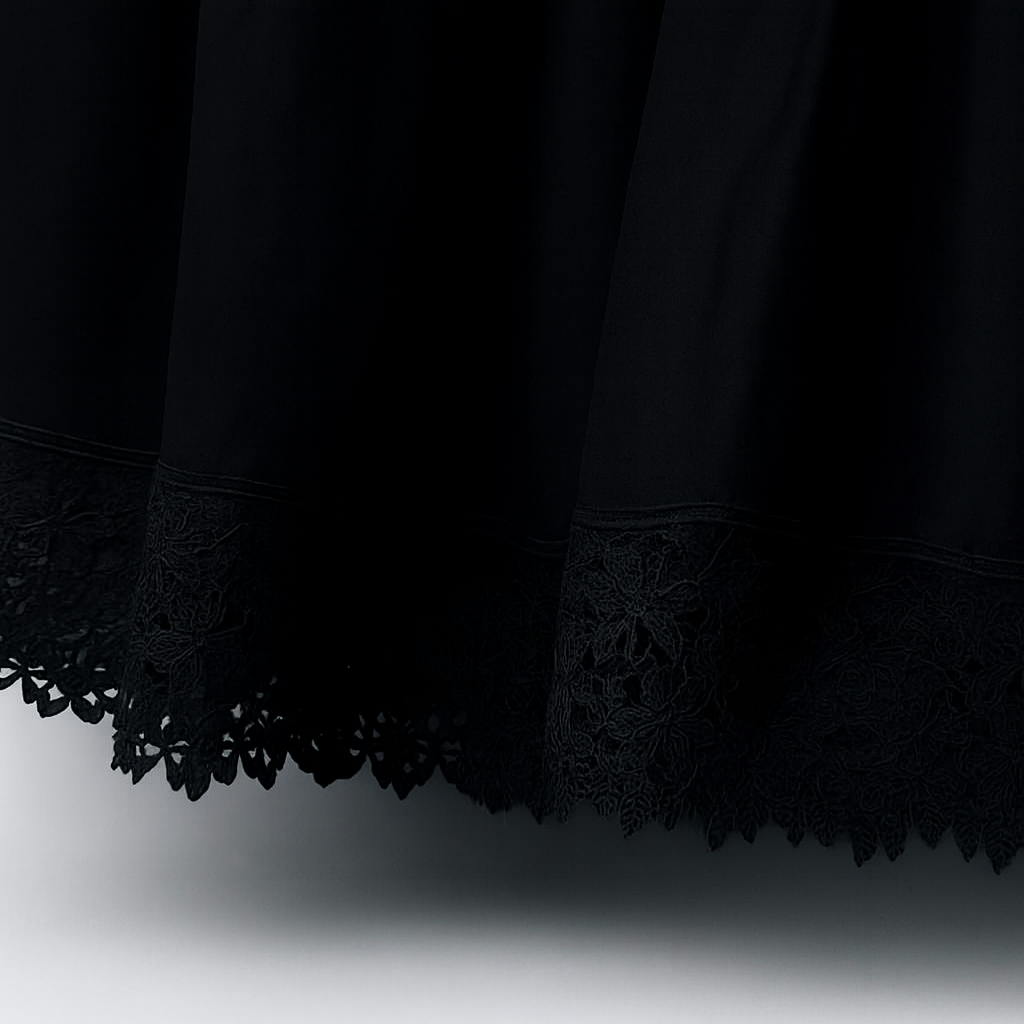 Close up black flower guipure