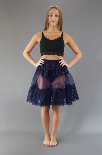 <!-- 012 -->Navy Blue Lace Petticoat