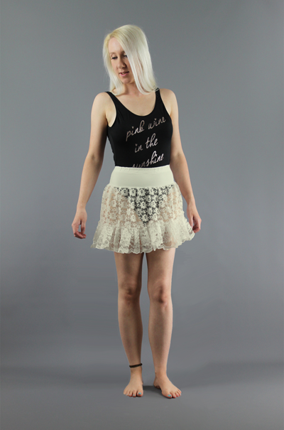 <!-- 025 -->Short Ivory Lace Mini Skirt Petticoat