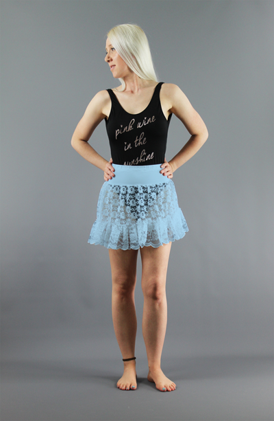 <!-- 026 -->Short Baby Blue Lace Mini Skirt Petticoat