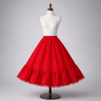 Full Circle Red Polycotton Petticoat Skirt